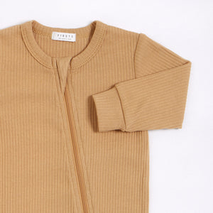 Ribbed Knit Zip L/S Coverall- Golden Yellow