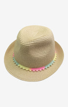 Load image into Gallery viewer, Fedora Hat- Pastel Pom Trim