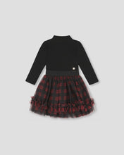Load image into Gallery viewer, Mock Neck Plaid Mesh Tulle Dress