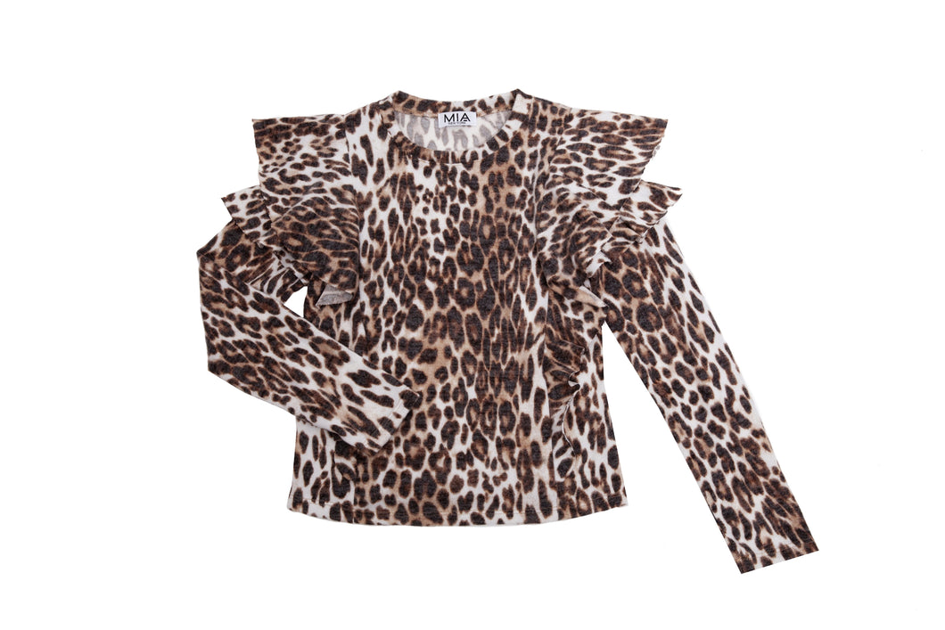 Butter Ruffle Leopard Sweater