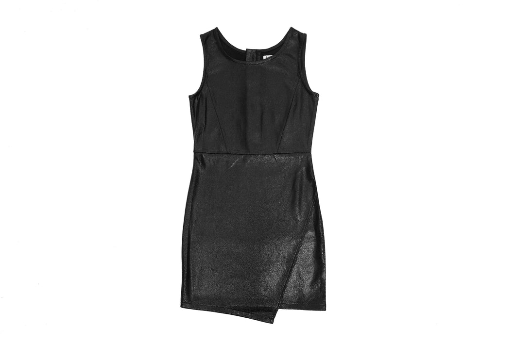 Crackle Leather Asymmetrical Dress