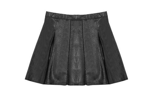 Faux Leather Pleated Skirt