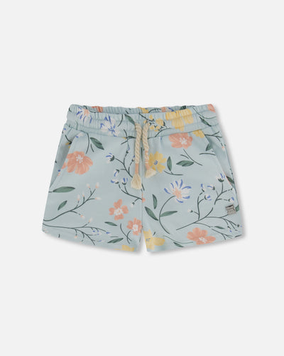French Terry Floral Printed Short