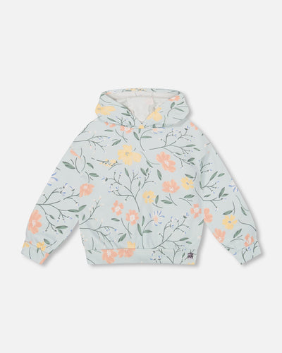 French Terry Floral Printed Hoodie
