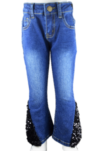 Sequin Bell Bottom Jeans