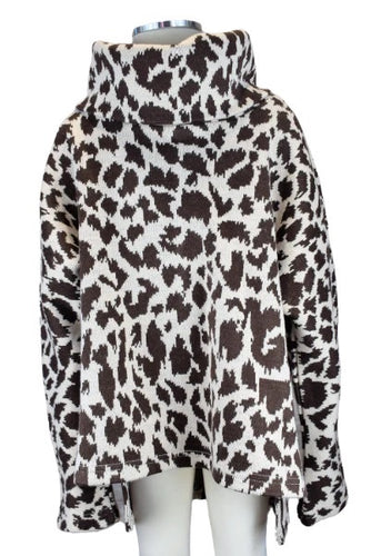 Leopard Jacquard Cowlneck Tunic