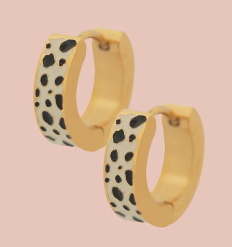 Chunky Huggie Hoop Earrings Leopard