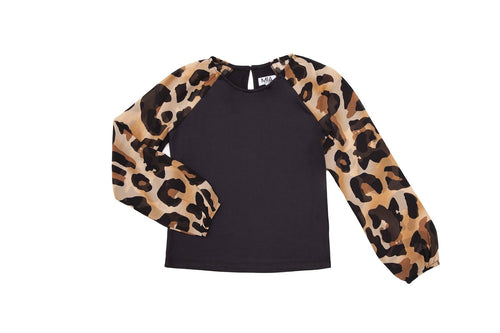 Leopard Chiffon Sleeve Top
