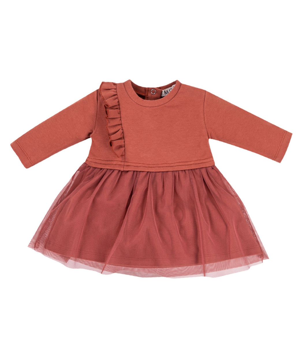 L/S Fleece & Tulle Mixed Dress