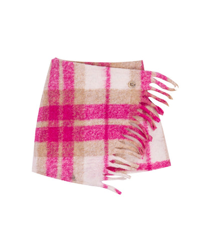 Fringe Wrapped Check Skirt