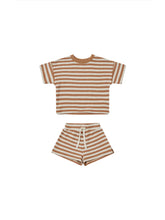 Load image into Gallery viewer, Waffle Tee + Short Set- Clay Stripe