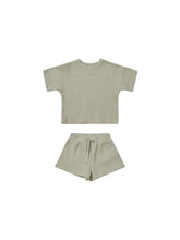 Load image into Gallery viewer, Waffle Tee + Short Set- Sage