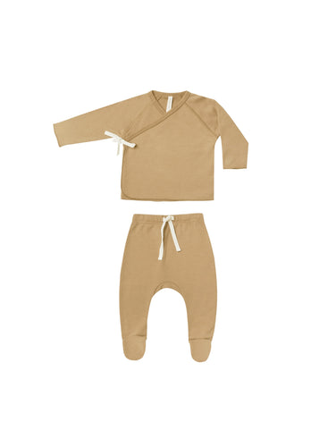 L/S Wrap Top & Footed Pant Set- Honey