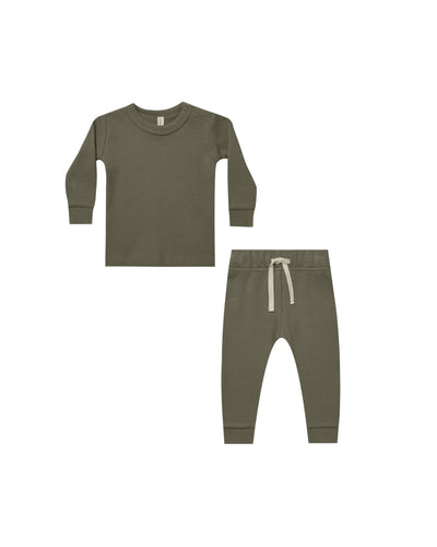 Waffle Top & Pant Set- Forest