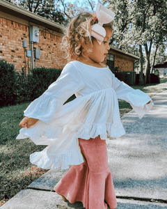 Lina Pleated Velour Bell Bottoms