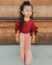 Load image into Gallery viewer, Lina Pleated Velour Bell Bottoms