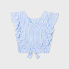 Load image into Gallery viewer, Ruffle Wrap Striped Shirt