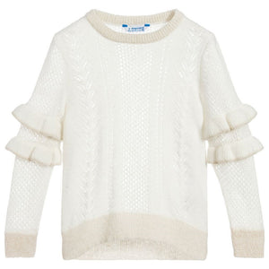 Ruffle Sleeve Shimmer Sweater