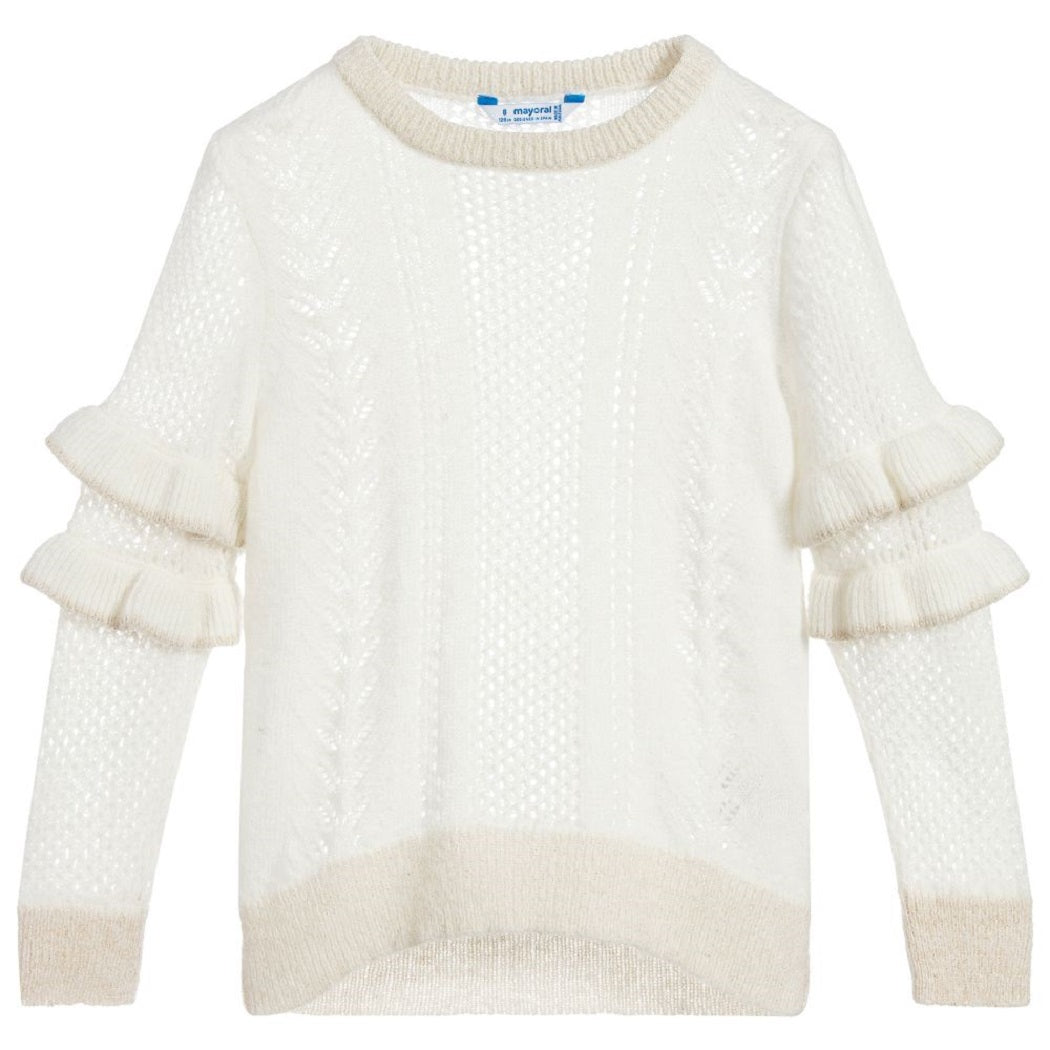 Ruffle Sleeve Shimmer Sweater