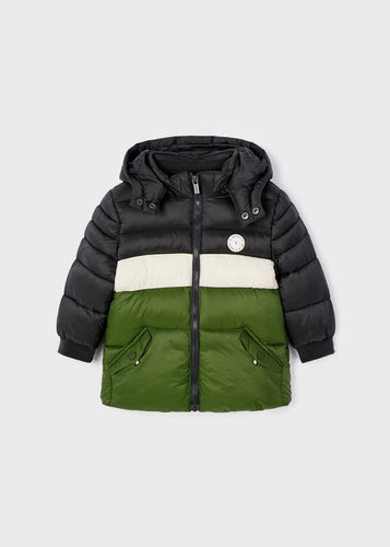 Colorblock Hooded Puffer Coat